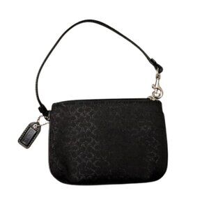 Coach Black Signature Jacquard Canvas Sparkly Small Wristlet